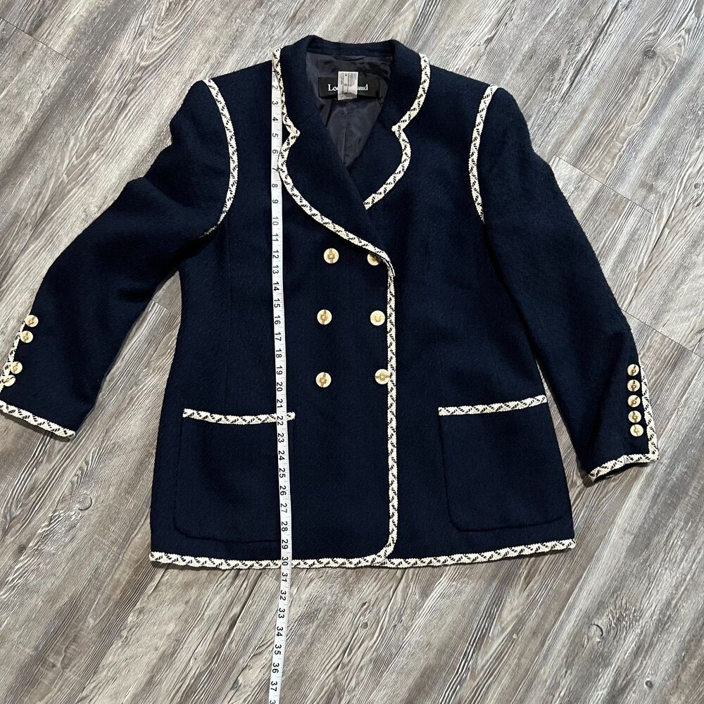 Louis Feraud Women’s Wool Blend Blazer Jacket Navy Gold Button Trim Size 44 US14 - Picture 4 of 12